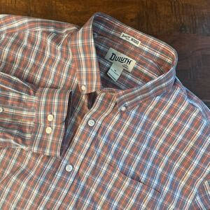 Duluth‎ Trading Co Untucked Relaxed Fit Plaid Long Sleeve Shirt Size XL Cotton